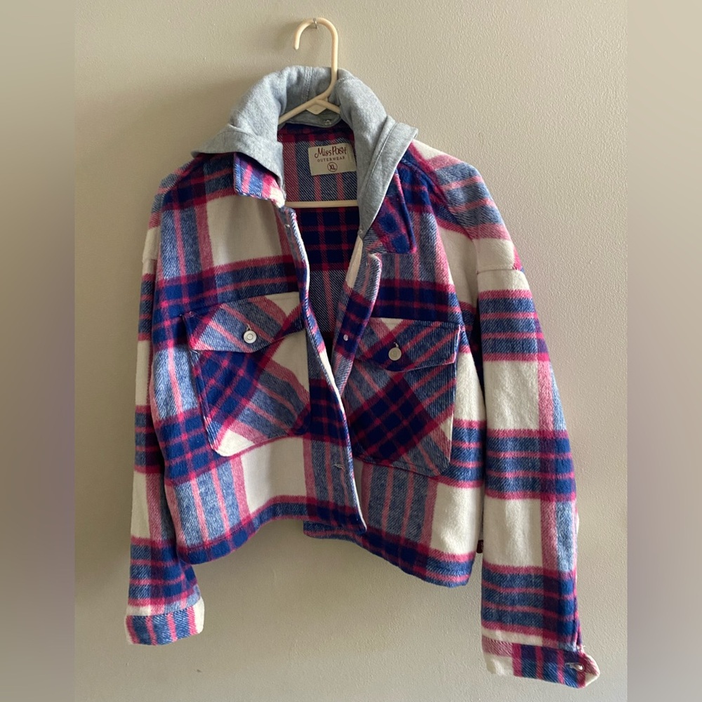 NWT Miss Posh Jacket Shacket In Prime Time Color Way Plaid Womens Size XL